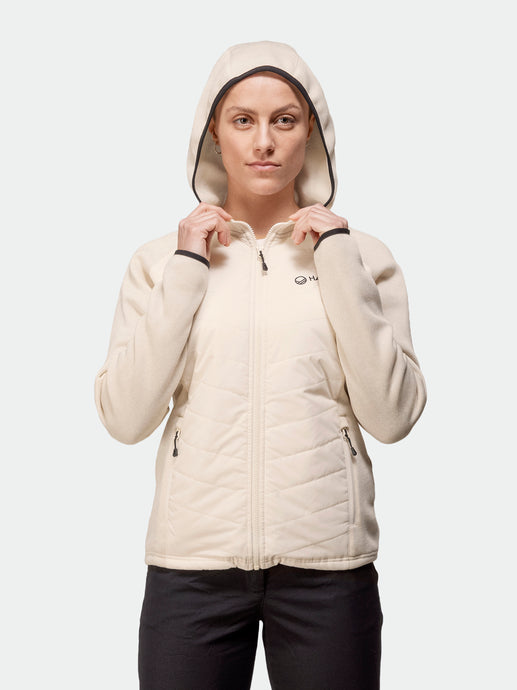 Halti Streams Womens Hybrid Knit Layer Jacket hood eggnog cream