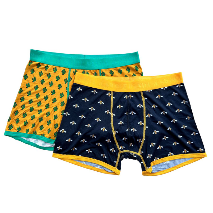 Swole Panda Bamboo Boxers Twin Pack - Bumblebees & Cactus