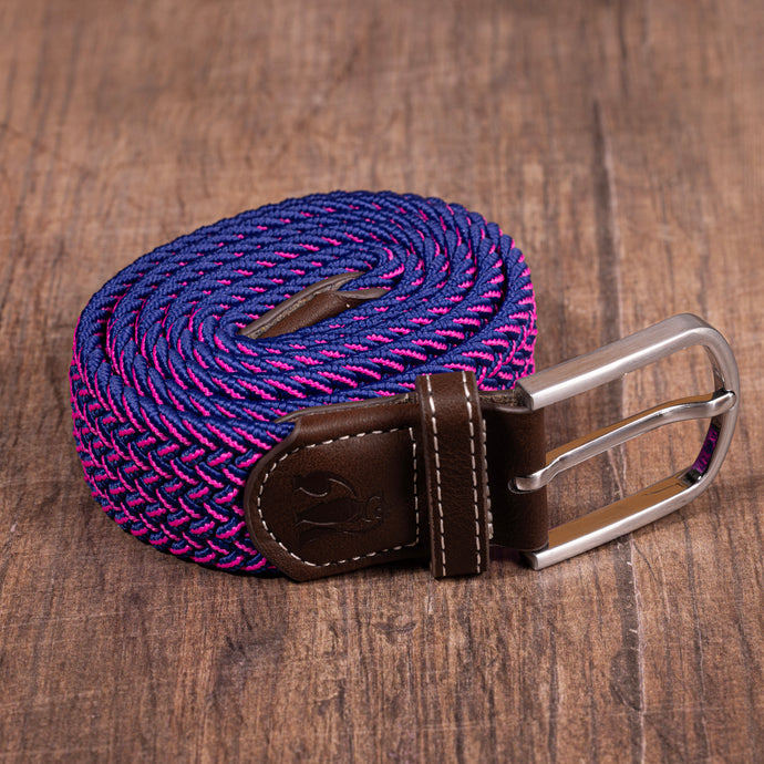 Swole Panda Recycled Woven Belt - Pink Navy Fine Weave