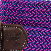 Swole Panda Recycled Woven Belt - Pink Navy Fine Weave close up