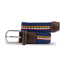 Swole Panda Recycled Woven Belt - Navy Orange Burgundy Fine Stripe studio