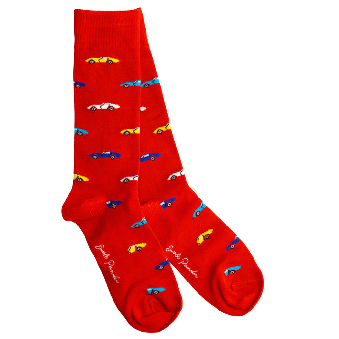 Swole Panda Bamboo Socks - Red Classic Cars