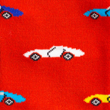 Swole Panda Bamboo Socks - Red Classic Cars close up
