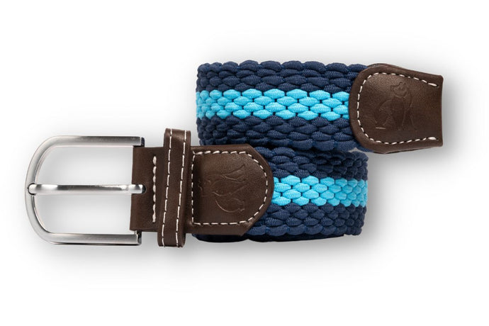 Swole Panda Recycled Woven Belt - Sky Blue Stripe
