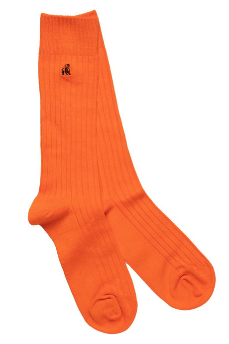 Swole Panda Ribbed Bamboo Socks - Tangerine Orange