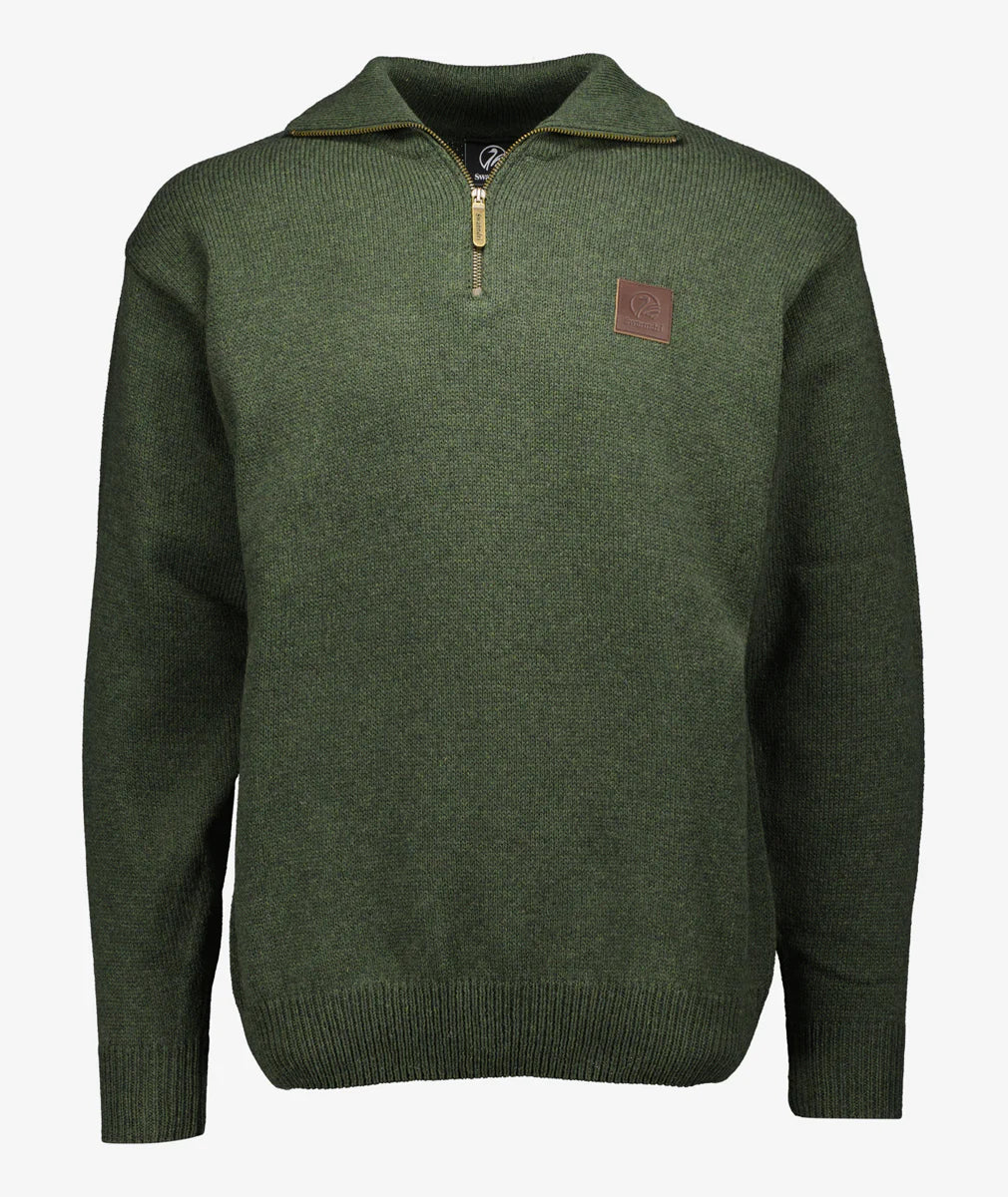 Swanndri Mariner Zip Neck Jumper Olive Green front