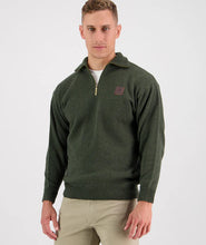 Swanndri Mariner Zip Neck Jumper Olive Green