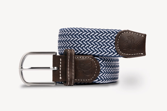 Swole Panda Recycled Woven Belt - Navy White Fine Weave