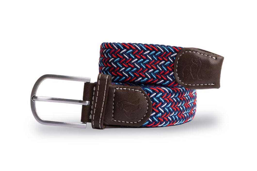 Swole Panda Recycled Woven Belt - Blue Red White Fine Weave