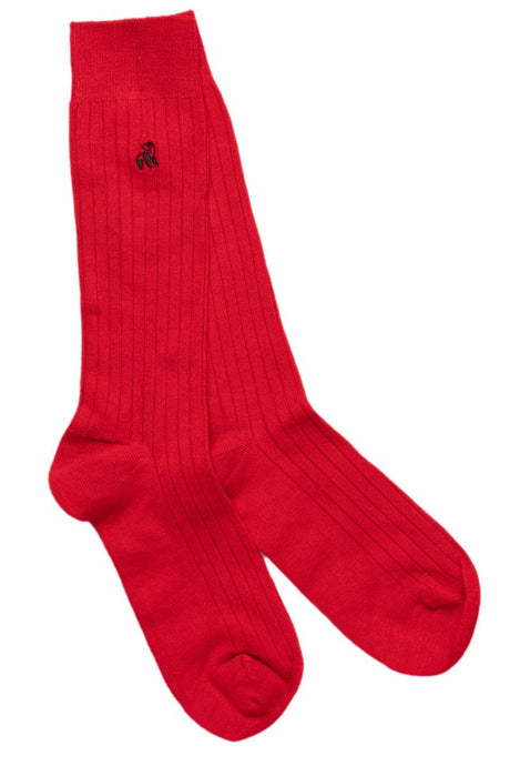 Swole Panda Ribbed Bamboo Socks - Red