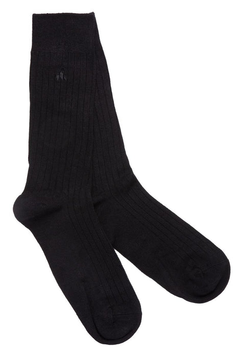Swole Panda Ribbed Bamboo Socks - Jet Black
