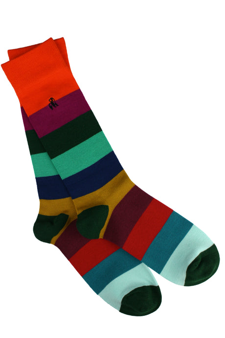 Swole Panda Block Stripe Bamboo Socks - Multi-colour