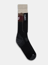 Black and burgundy red tunturit ski sock with 'HALTI' branding