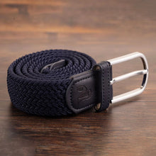 Swole Panda Recycled Woven Belt - Dark Navy Blue (Navy Trim) metal buckle