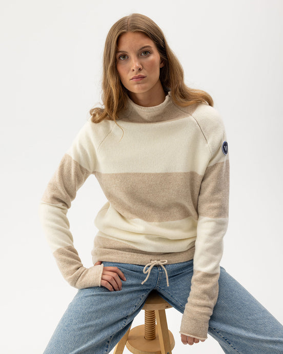 Holebrook Sweden Martina Windproof Sweater sand off-white stripe