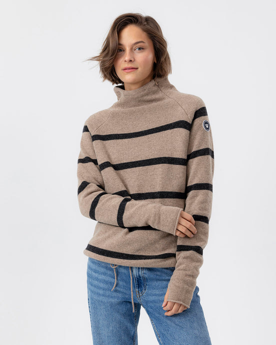 Holebrook Sweden Martina Windproof Sweater Khaki Anthracite Stripe