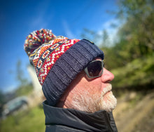 Swimzi Super Bobble Hat - Midnight Blue Traditional Fairisle Reflective model