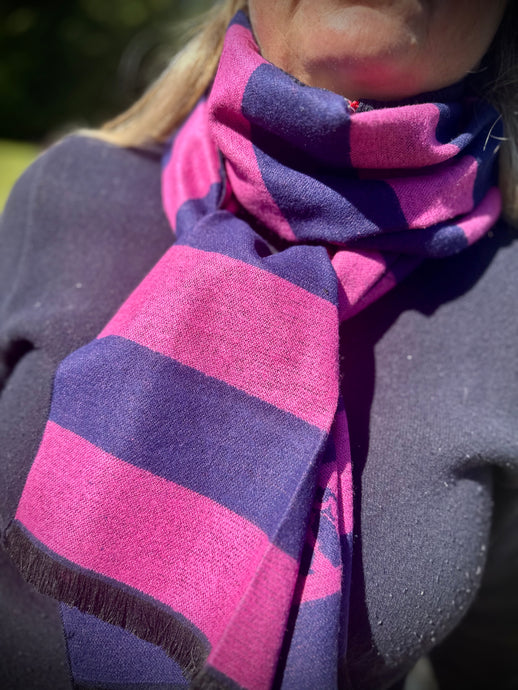 Swole Panda Bamboo Scarf - Pink Stripes