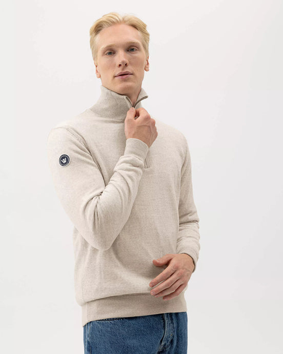 Holebrook Sweden Jesper Extrafine Merino Windproof Jumper sand zip collar