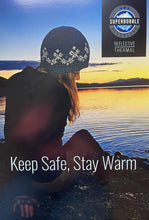 model in superbobble reflective beanie hat