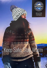 model in superbobble reflective cable knit hat