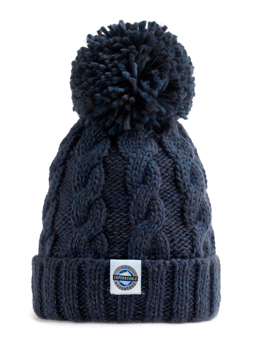 Superbobble Bobble Hat - Deep Navy Cable Reflective