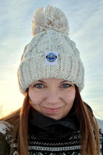 Superbobble Bobble Hat - Oatmeal Cable Reflective front