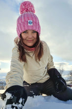 Superbobble Bobble Hat - Rose Pinks Gradient Rib Knit Reflective outdoors