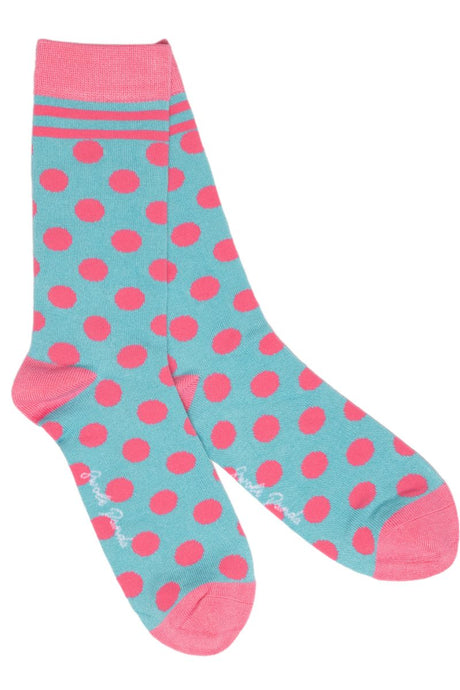 Swole Panda Bamboo Socks - Blue/Pink Polka Dot