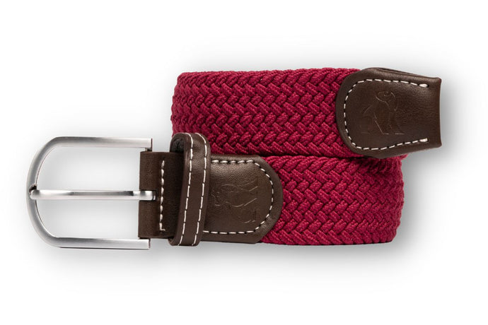 Swole Panda Recycled Woven Belt - Burgundy Red