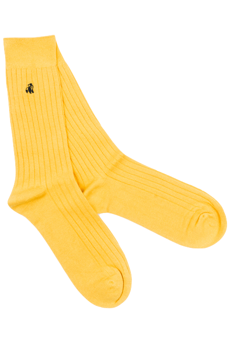Swole Panda Ribbed Bamboo Socks - Yellow