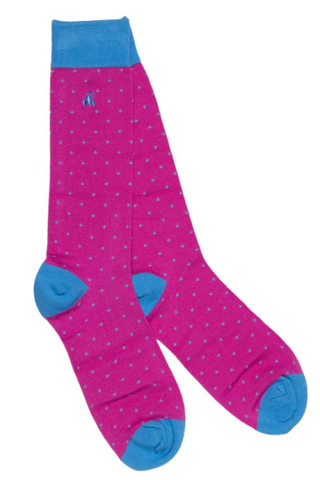 Swole Panda Bamboo Socks - Spotted Pink/Blue