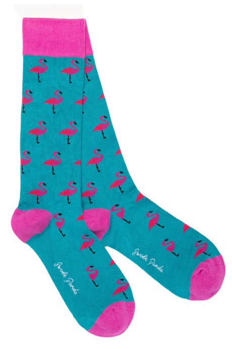 Swole Panda Animal Bamboo Socks - Flamingo Birds