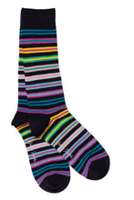 Swole Panda Block Stripe Bamboo Socks - Dark Rainbow Stripes