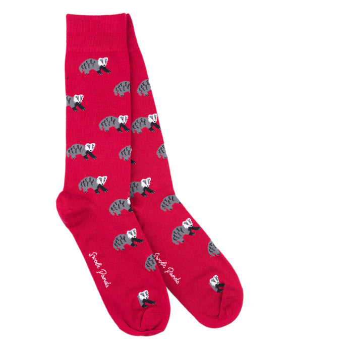 Swole Panda Block Stripe Bamboo Socks - badgers
