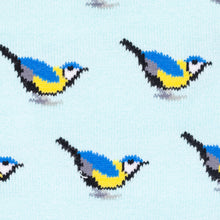 Swole Panda Block Stripe Bamboo Socks - blue tit birds close up