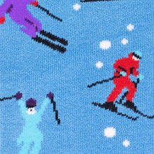Swole Panda Bamboo Socks - Snow Skiing close up