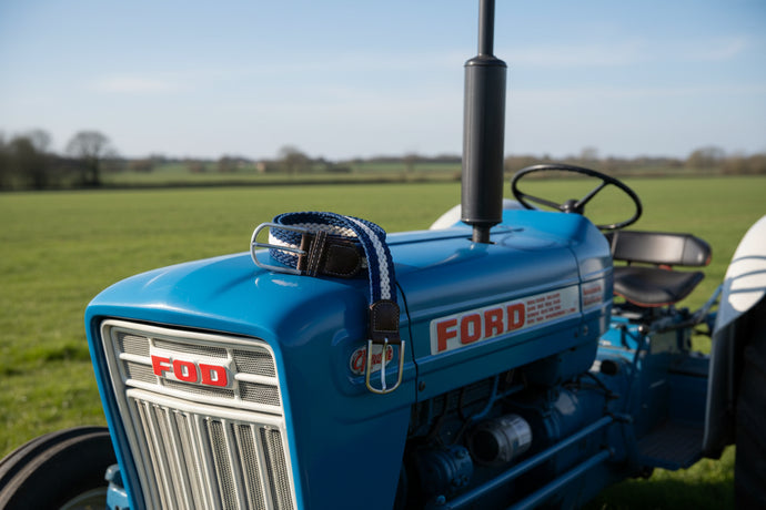 Swole Panda Recycled Woven Belt - Blue White Stripe ford tractor