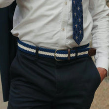 Swole Panda Recycled Woven Belt - Blue White Stripe model