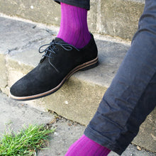 Swole Panda Ribbed Bamboo Socks - Deep Purple in shoes