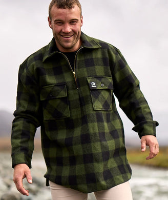 Swanndri Ranger Quater Zip Bush Shirt olive check check
