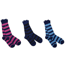 Swole Panda Bamboo Socks 3 Pairs Gift Box - pink blue sky Stripes