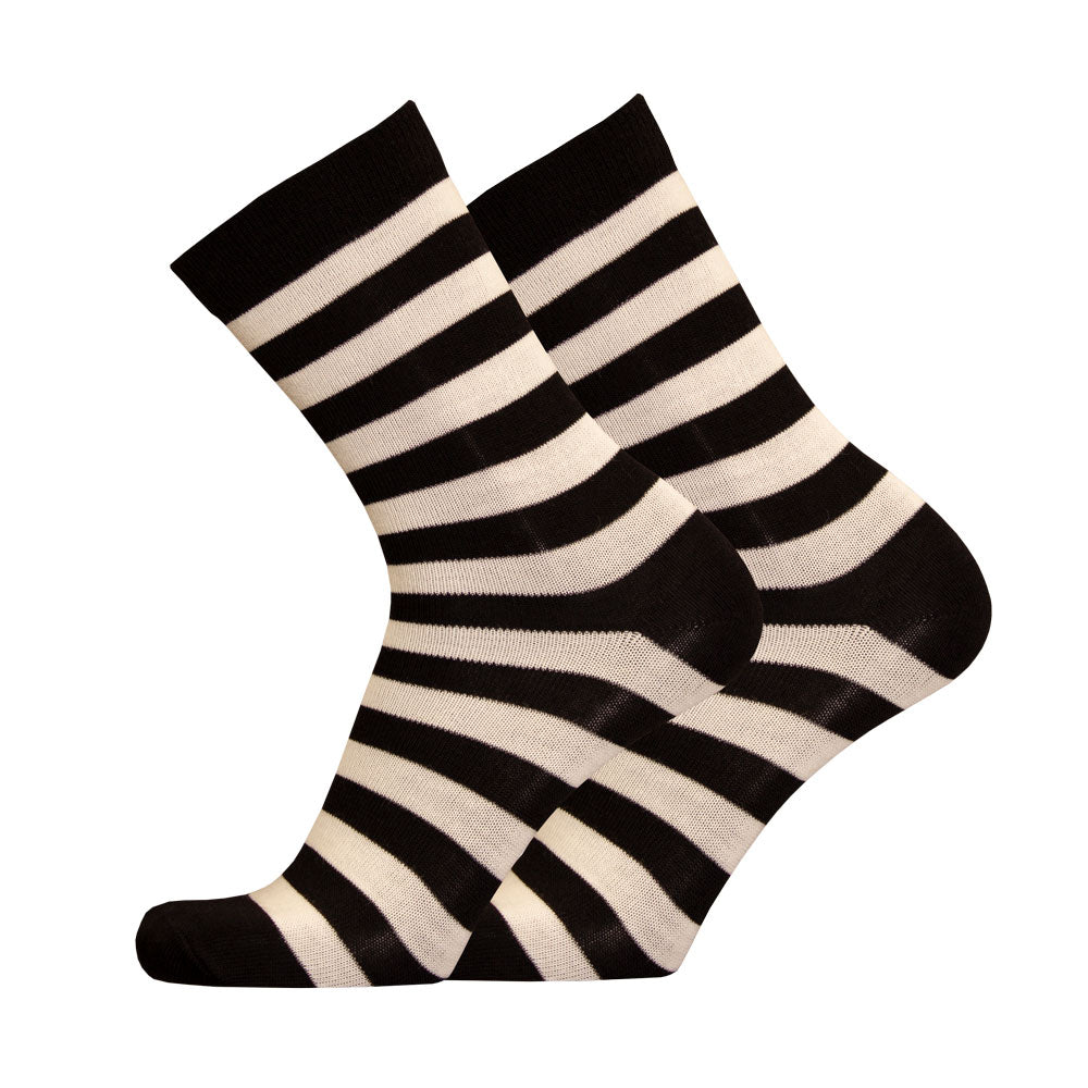 uphill merino 2 striped socks white black