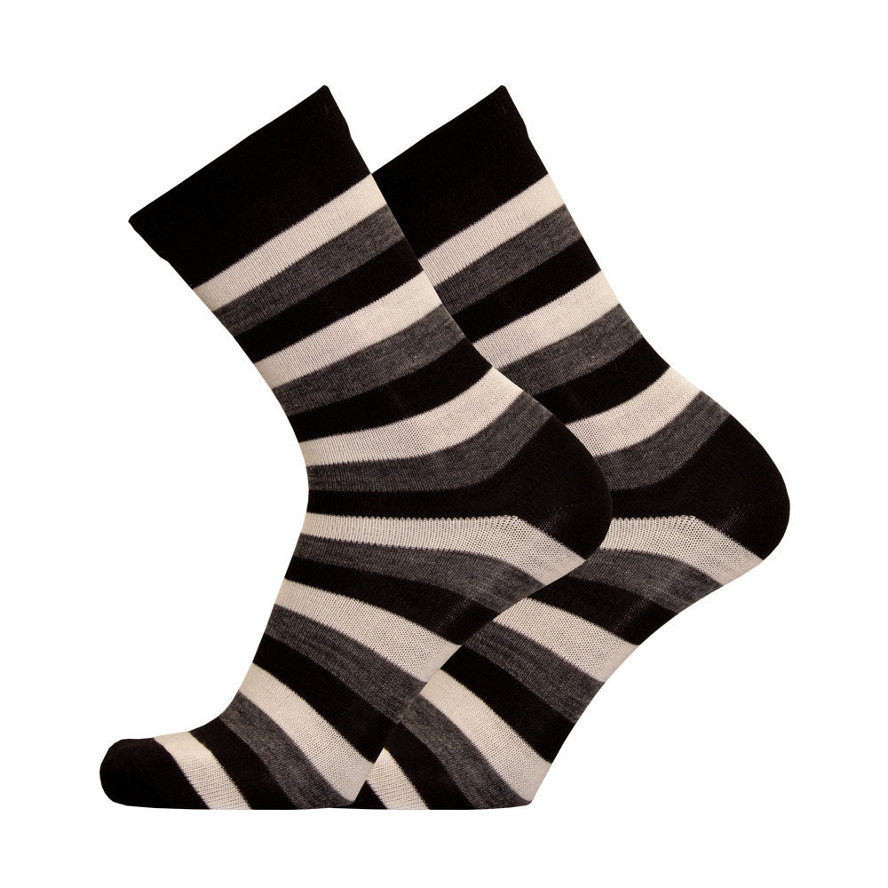 Uphill Merino Wool 3 Stripe Socks Black Grey
