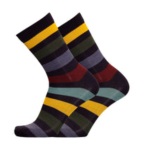 Uphill Merino Wool 5 Stripe Socks Yellow Navy