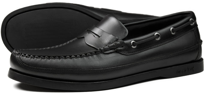 Orca Bay Fripp Mens Nubuck Leather Loafer Deck Shoes Black