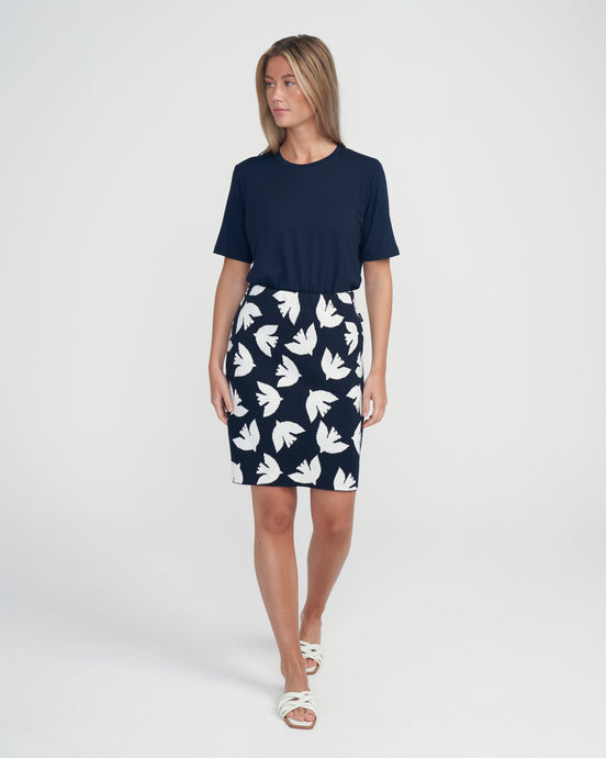 Holebrook Sweden Gry Skirt - Navy/Off-white Birds