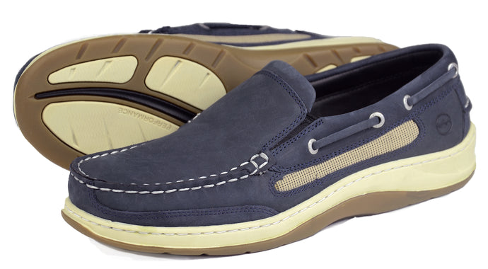 Orca Bay Largs Mens Nubuck Leather Slip on Deck Shoes Navy