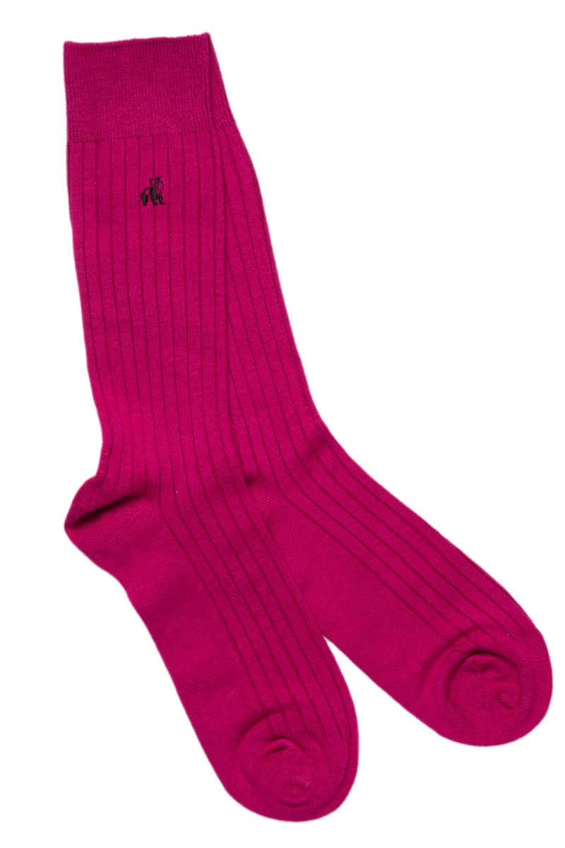 Swole Panda Ribbed Bamboo Socks - Cerise Pink