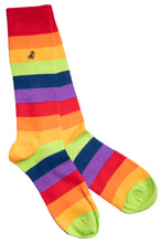 Swole Panda Narrow Stripe Bamboo Socks - Rainbow Stripes